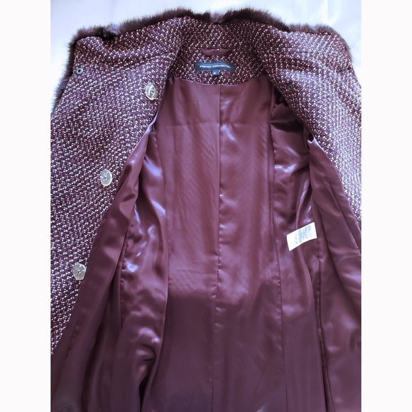 French Connection Wool Jacket, Genuine Fur Trim - Picture 8 of 8
